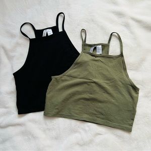 H&M 2 Pack crop top tanks high neck